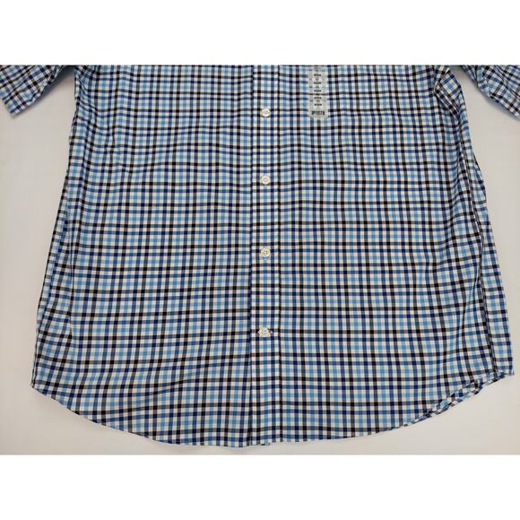Duluth Trading Co Wrinklefighter Short Sleeve Button Down Mens Blue Plaid Medium - Picture 3 of 11